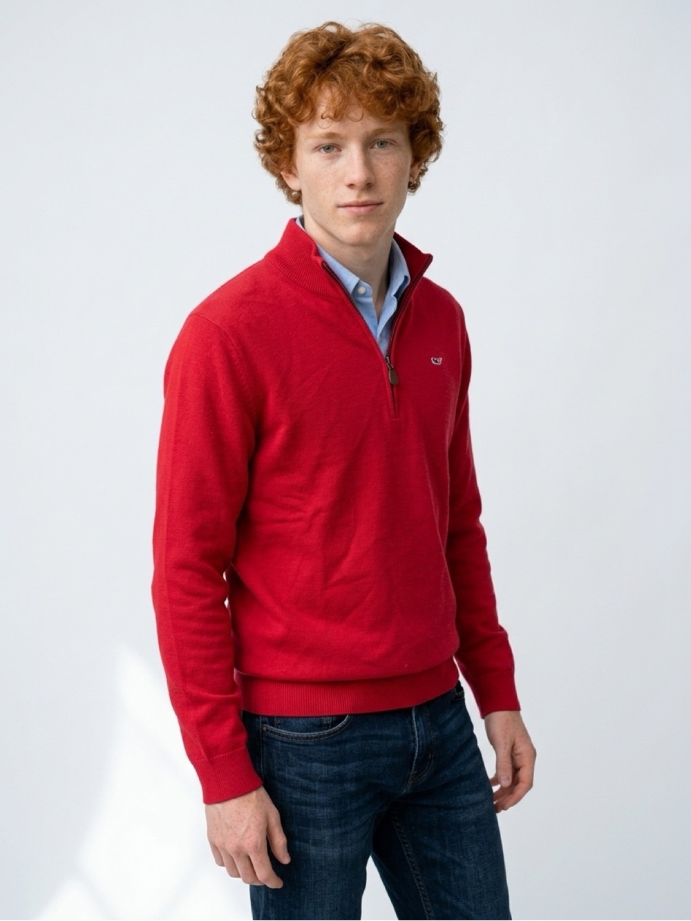 Vineyard Vines Red 1/2 Zip Mock Neck Cotton Pullover Sweater Boys Size XL 18